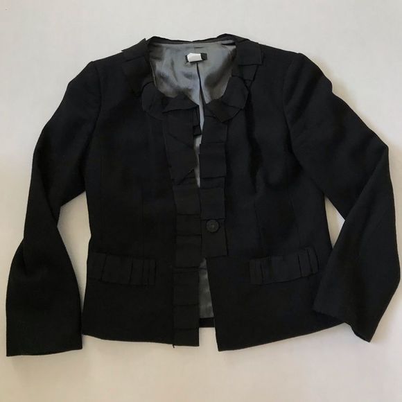 J. Crew Jackets & Blazers - J. Crew All Black Ribbon 100% Wool Blazer Size 2